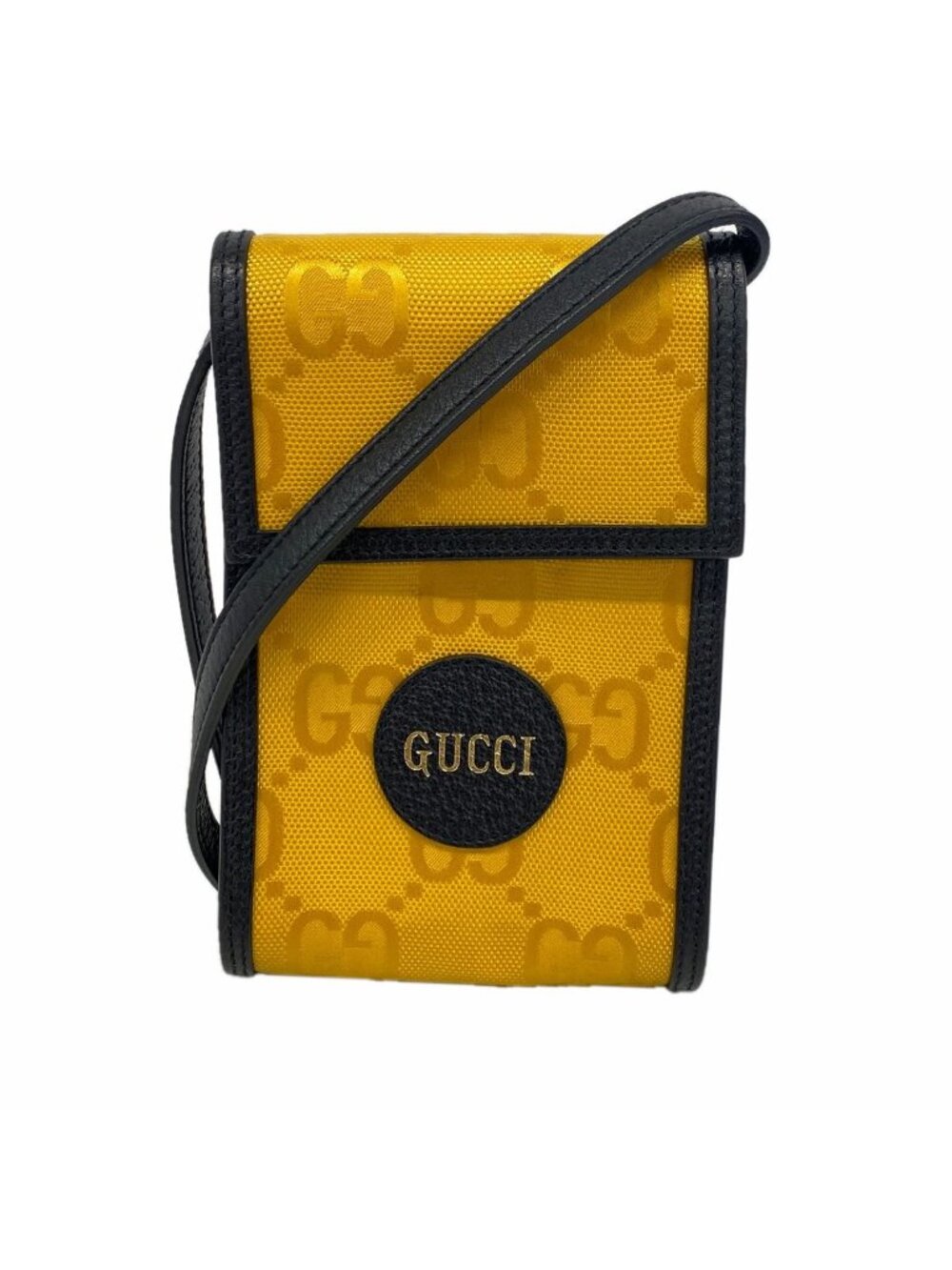 Gucci Shoulder Bag Jumbo GG Nylon Canvas Yellow Black Silver